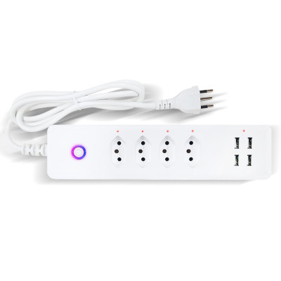 Brazil WIFI smart power strip 3 outlets with 4 USB